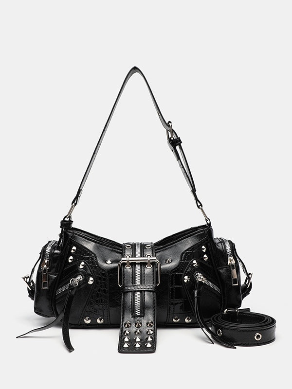 Crossbody-Tasche im Biker-Stil mit Nieten