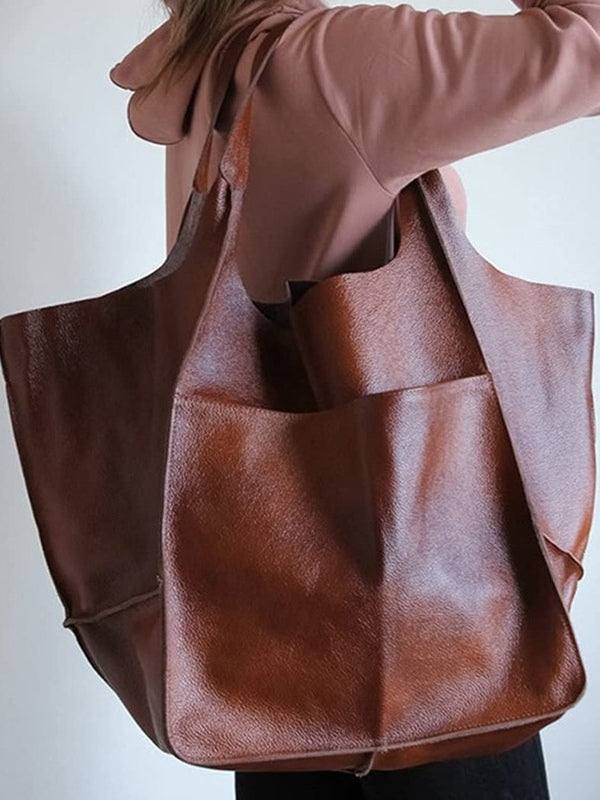 Große Schultertasche in weicher Lederoptik