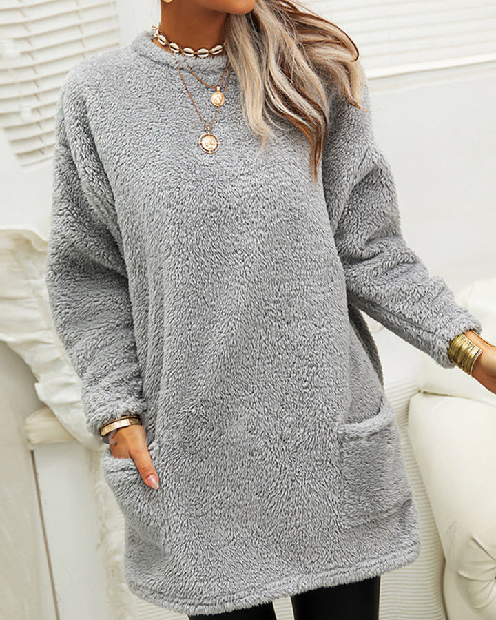 Janina | Langer Fleece-Pullover mit geräumigen Taschen