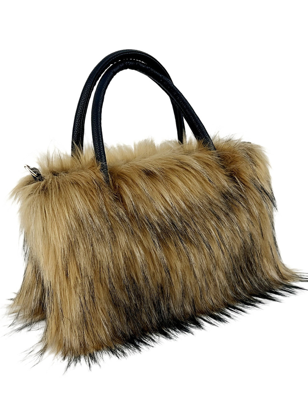 Crossbody-Tasche aus Webpelz mit Kette
