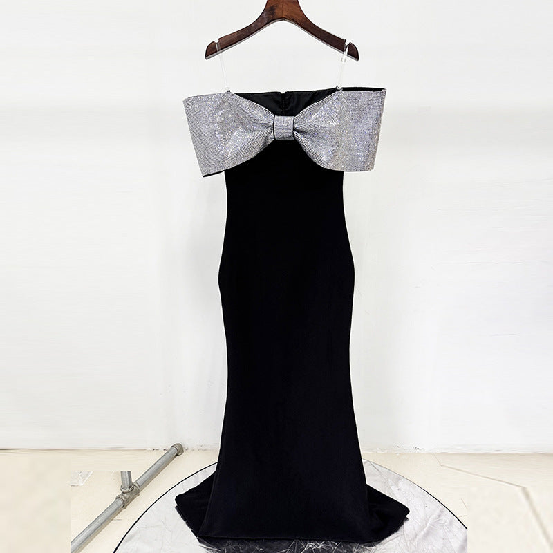 Adelgard | Off-Shoulder-Abendkleid im Meerjungfrauenschnitt mit Glitzerschleife