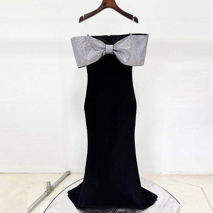 Adelgard | Off-Shoulder-Abendkleid im Meerjungfrauenschnitt mit Glitzerschleife