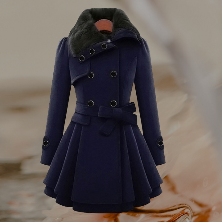 Heidrun | Zweireihige Winterjacke mit Fellkragen und warmer Isolierung