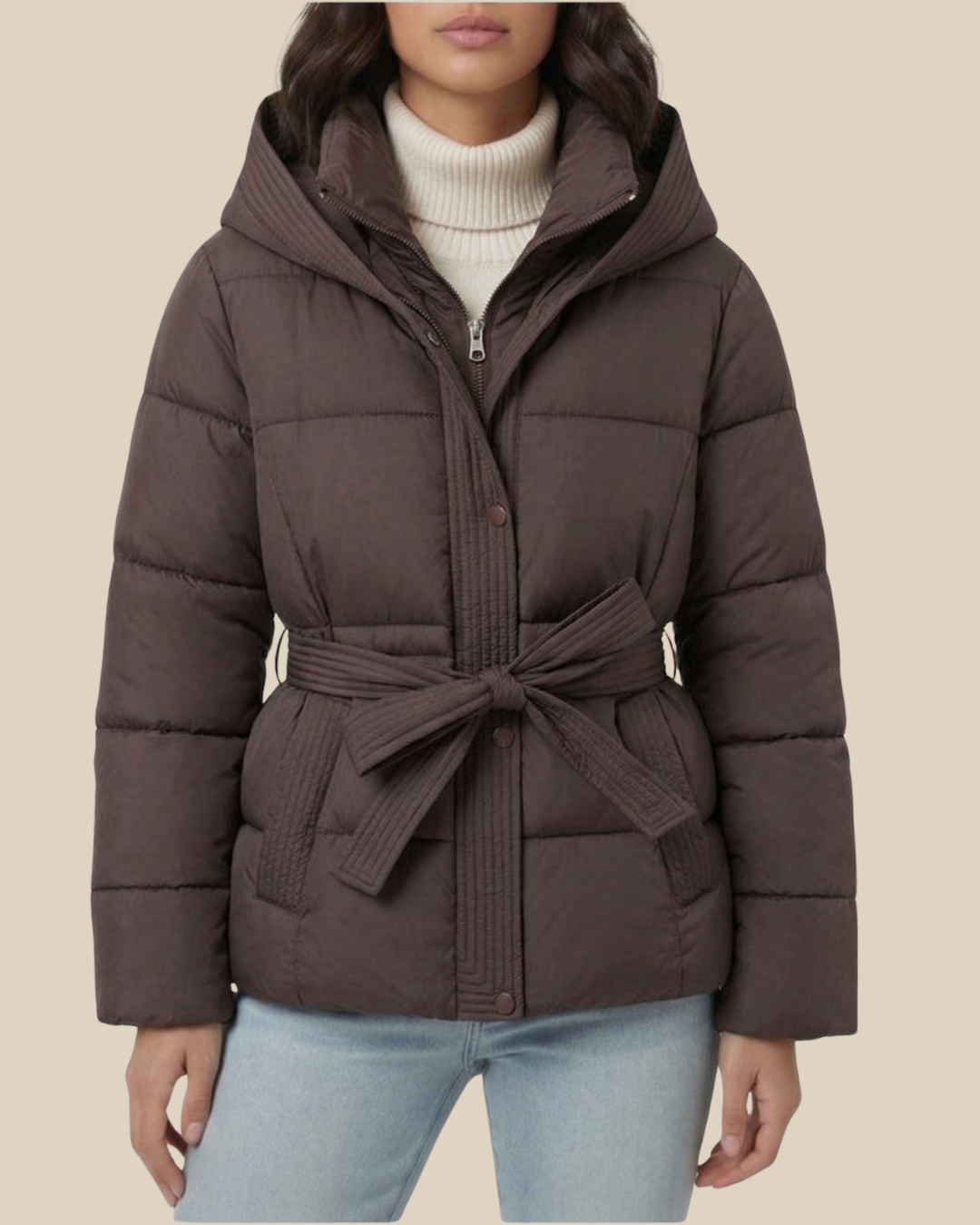 Brunhilde | Wattierte Kapuzenjacke mit Gürtel