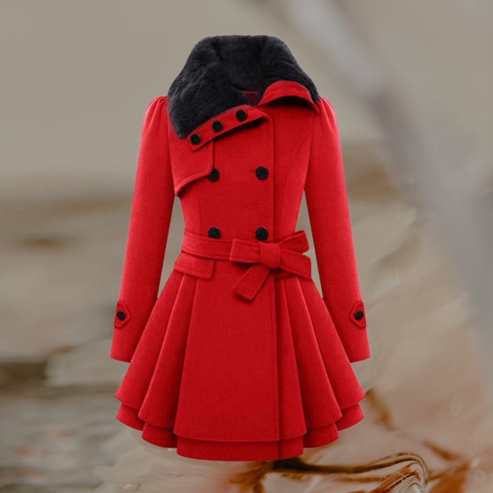 Heidrun | Zweireihige Winterjacke mit Fellkragen und warmer Isolierung