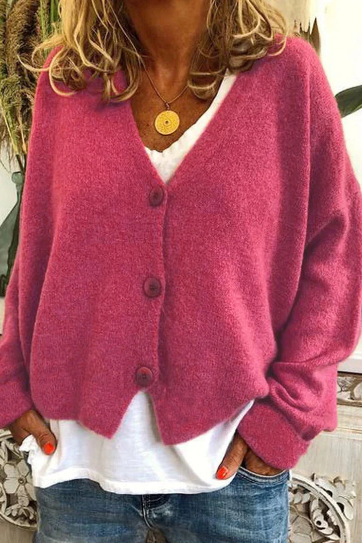 Nora | Warme Strickjacke mit V-Ausschnitt und Knopfleiste