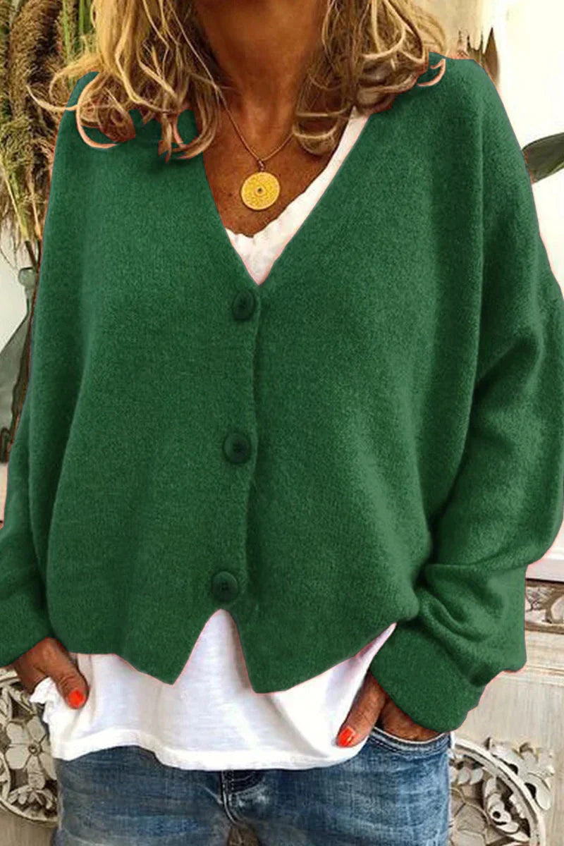 Nora | Warme Strickjacke mit V-Ausschnitt und Knopfleiste