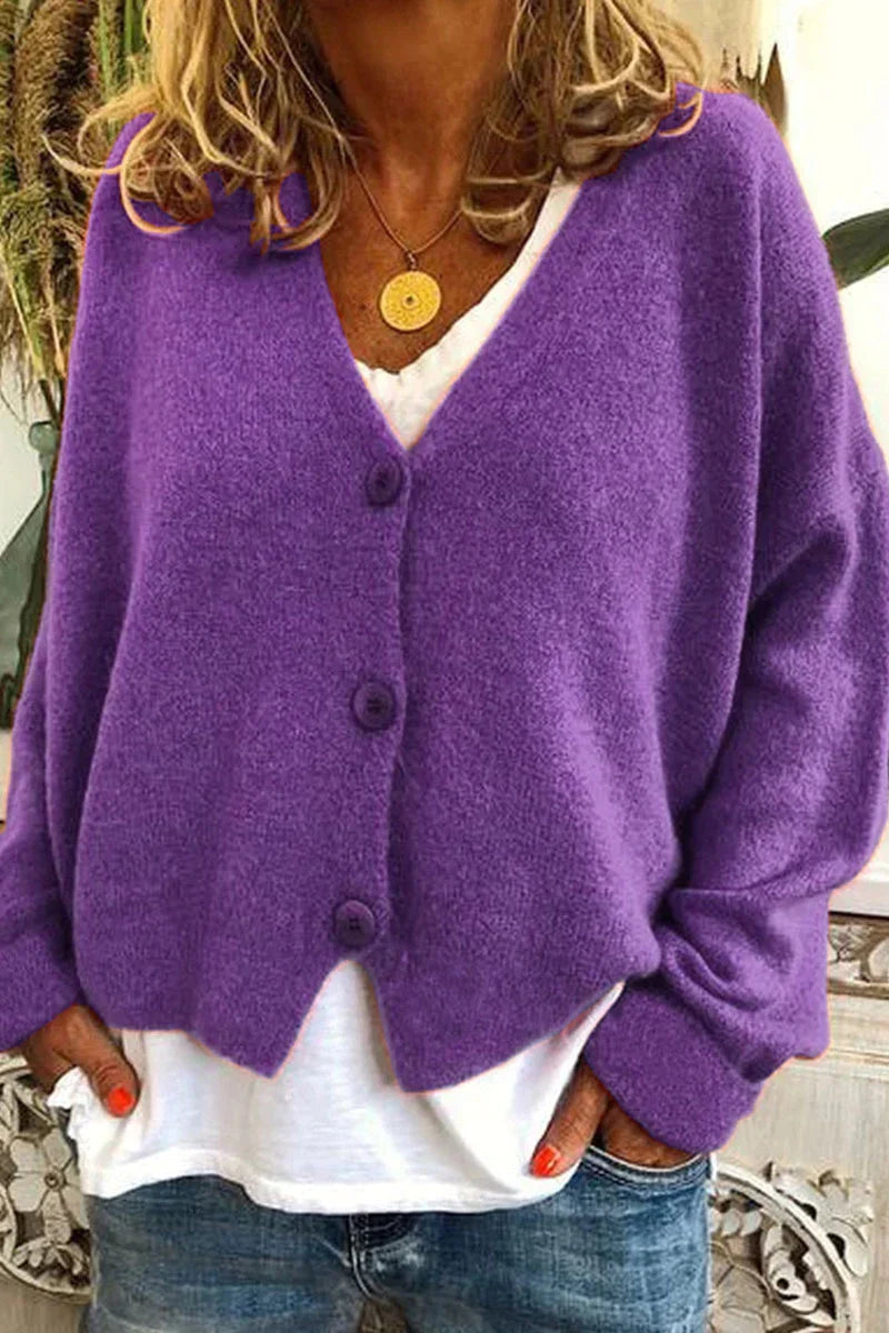 Nora | Warme Strickjacke mit V-Ausschnitt und Knopfleiste
