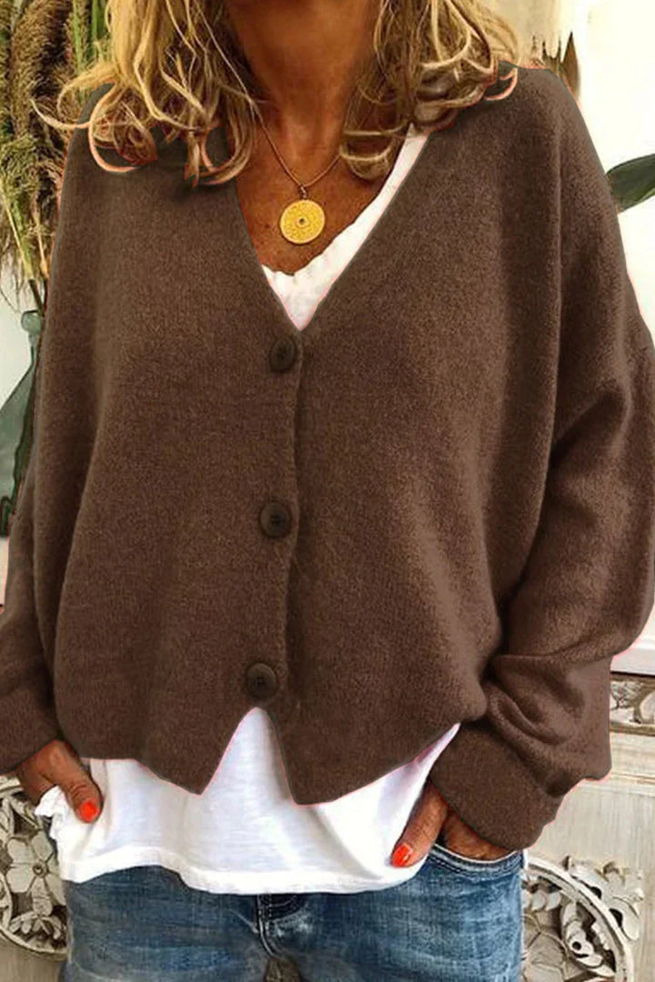 Nora | Warme Strickjacke mit V-Ausschnitt und Knopfleiste