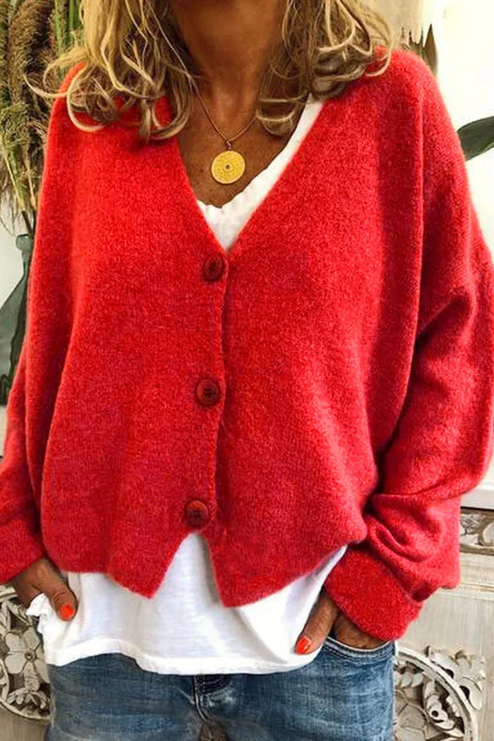 Nora | Warme Strickjacke mit V-Ausschnitt und Knopfleiste