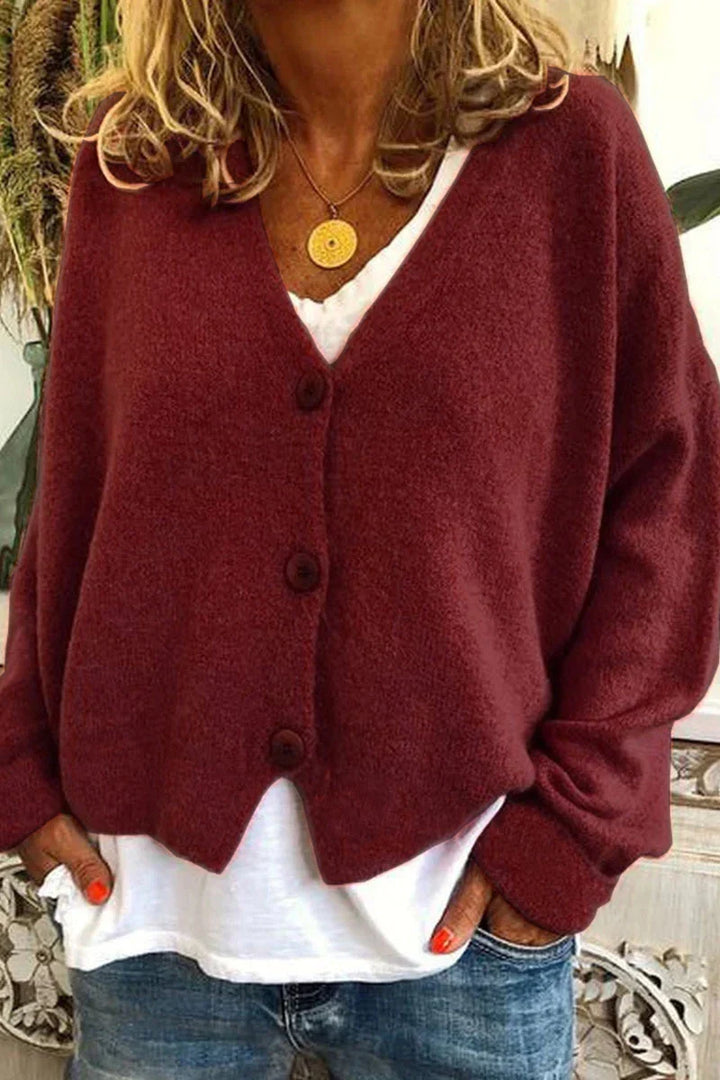 Nora | Warme Strickjacke mit V-Ausschnitt und Knopfleiste