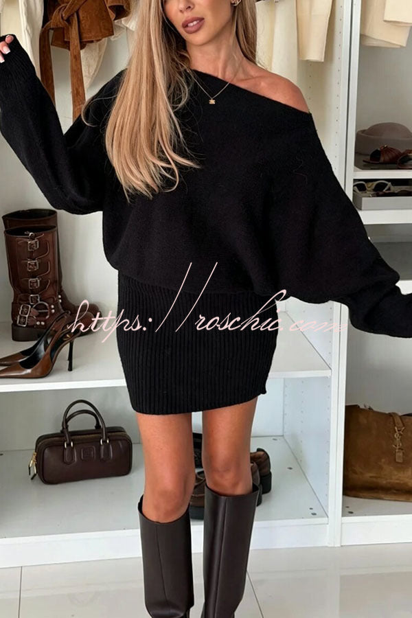 Marie-Sophie | Strick-Minikleid mit U-Boot-Ausschnitt