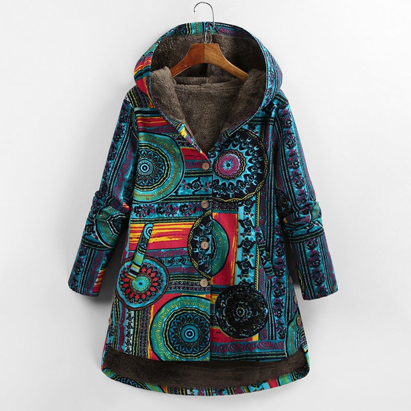 Hanne-Berta | Übergangsjacke mit Blumenprint und Kapuze