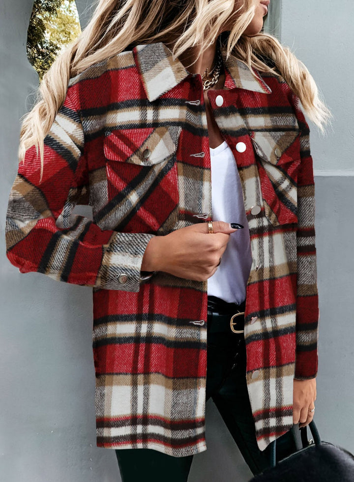 Anna-Sophie | Karierte Jacke mit Knopfleiste und zeitlosem Muster
