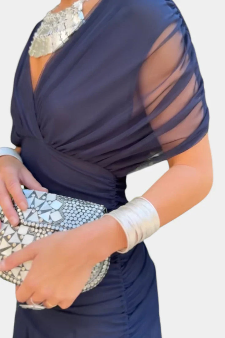 Inés | Langes Blumenkleid mit V-Ausschnitt