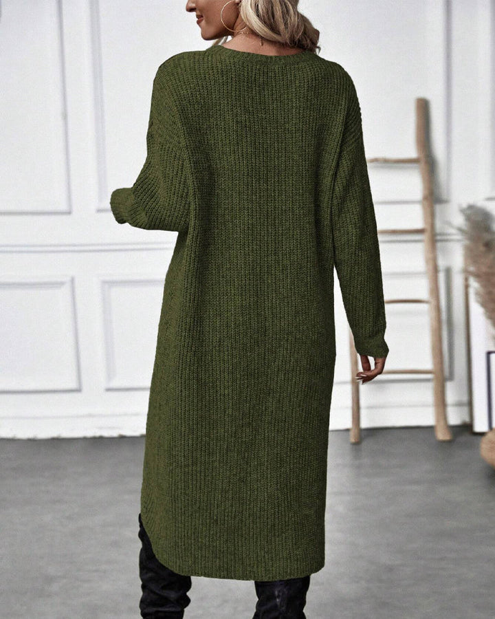 Hanne-Minna | Strickkleid mit Wickeldesign und langen Ärmeln