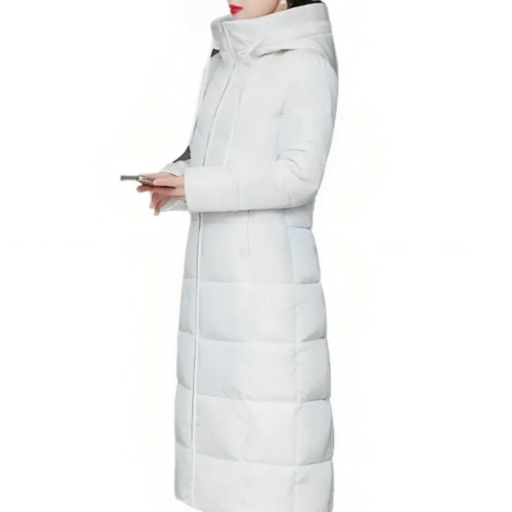 Berta-Sophie | Lange Steppjacke mit dicker Wattierung und Kapuze