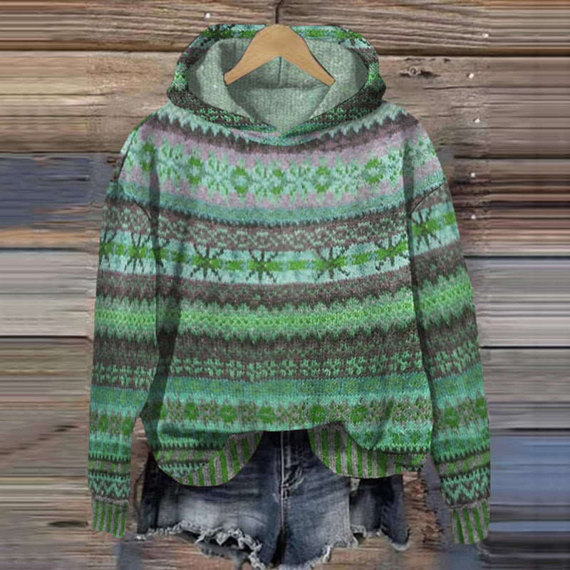 Berta-Maria | Kapuzenpullover mit modernem Jacquardmuster