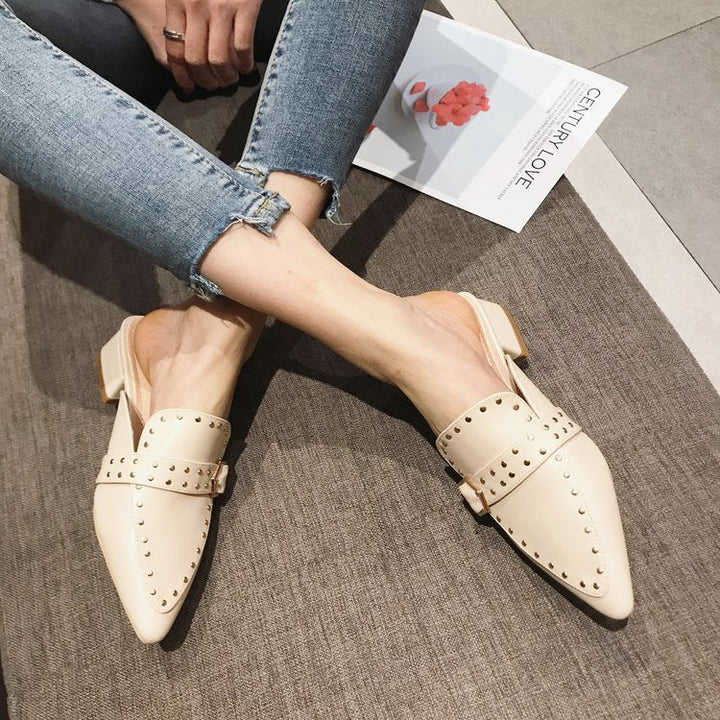 Bianca | Elegante Pantoletten mit Quadratabsatz und Nieten