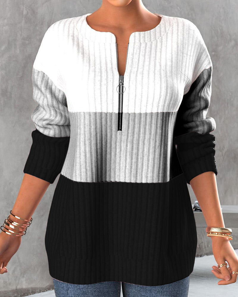 Eleonore | Gerippter Pullover im Colorblock-Design