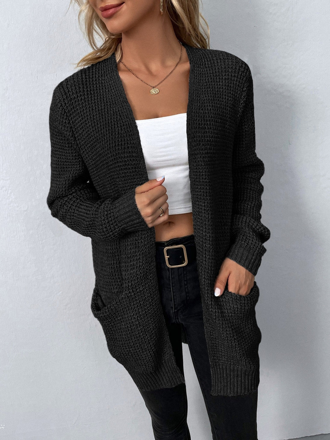 Bathilde | Lange Strickjacke mit großen Taschen