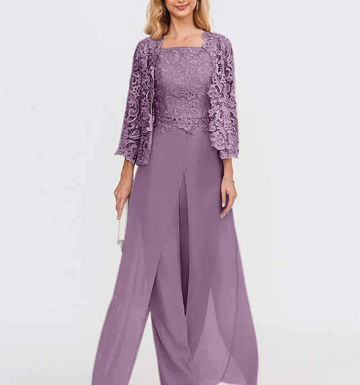 Odette | Elegantes Chiffon-Set mit weiter Hose in Lila