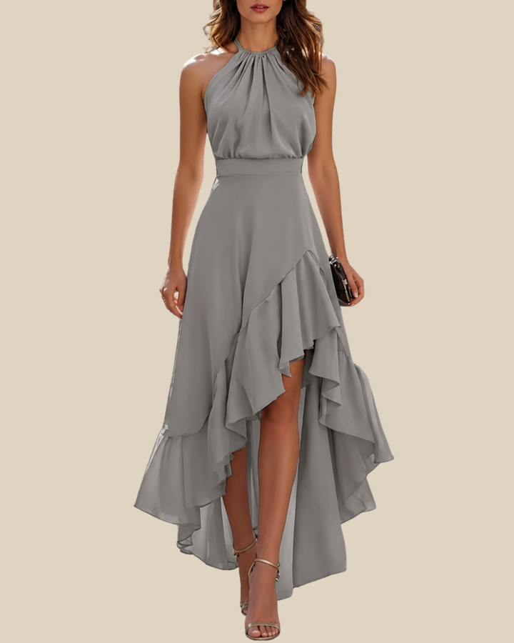 Hannelore | Elegantes Neckholder-Kleid mit Volants