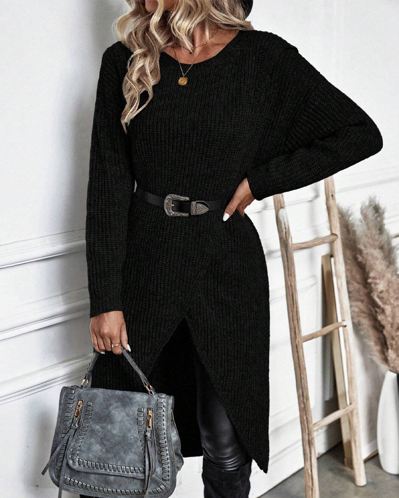 Hanne-Minna | Strickkleid mit Wickeldesign und langen Ärmeln