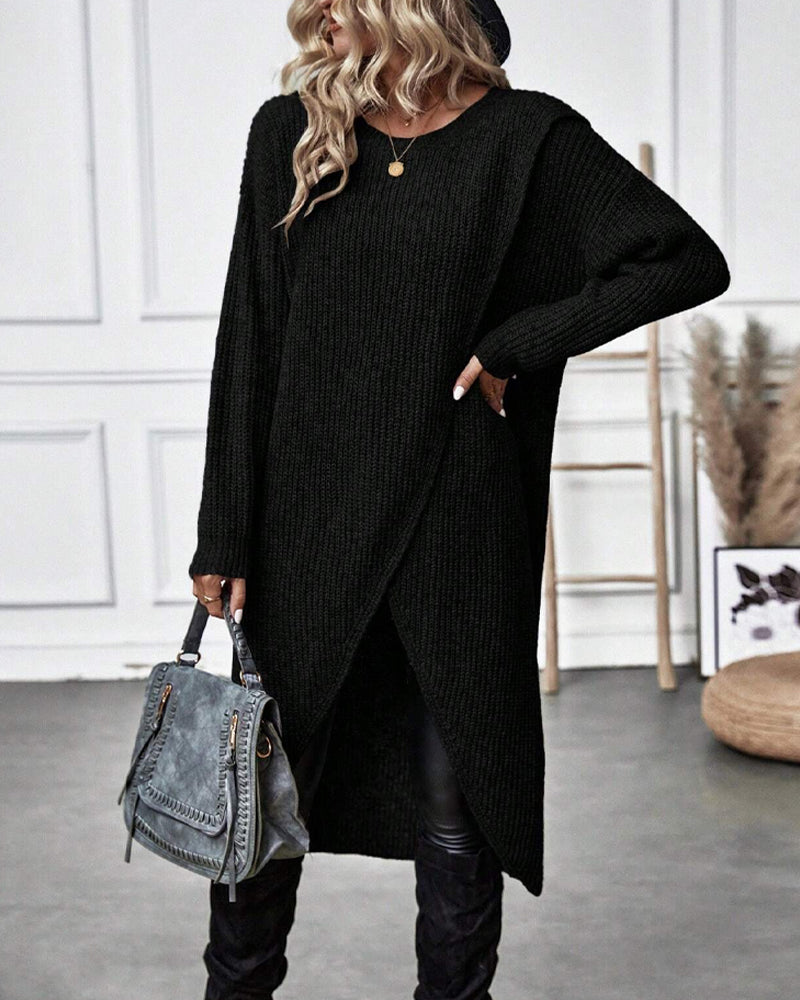 Hanne-Minna | Strickkleid mit Wickeldesign und langen Ärmeln