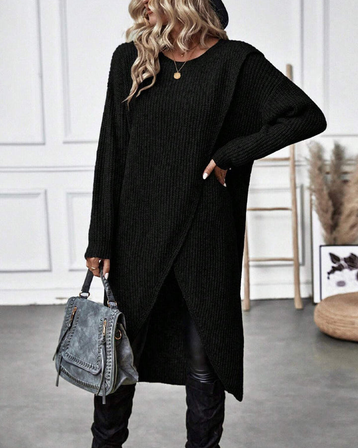 Hanne-Minna | Strickkleid mit Wickeldesign und langen Ärmeln