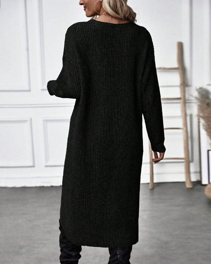 Hanne-Minna | Strickkleid mit Wickeldesign und langen Ärmeln