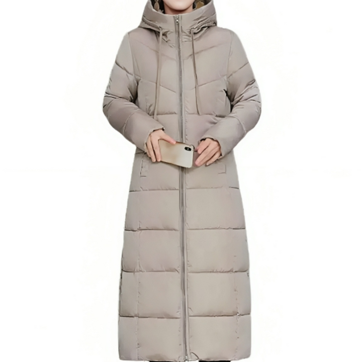 Berta-Sophie | Lange Steppjacke mit dicker Wattierung und Kapuze