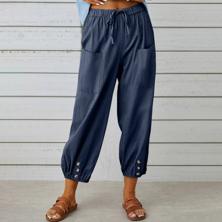 Nora | Weite Damenhose aus Baumwoll-Leinen-Mix