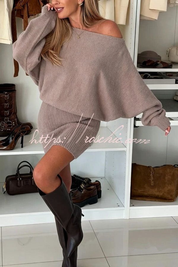 Marie-Sophie | Strick-Minikleid mit U-Boot-Ausschnitt