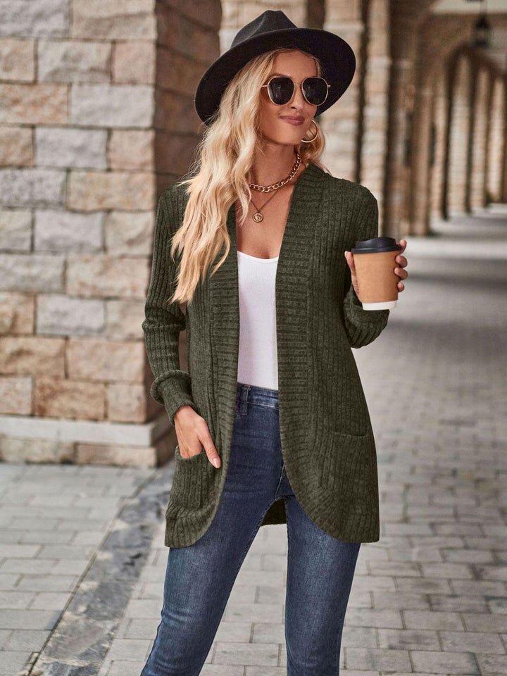 Malwine | Gerippte Strickjacke mit Taschen