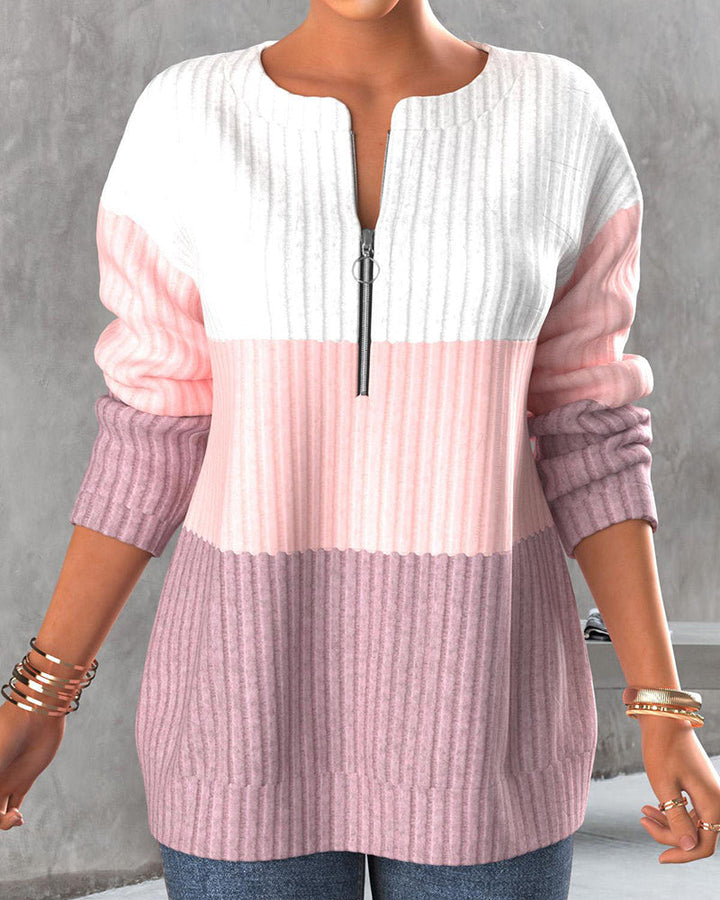 Eleonore | Gerippter Pullover im Colorblock-Design