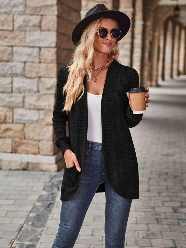 Malwine | Gerippte Strickjacke mit Taschen