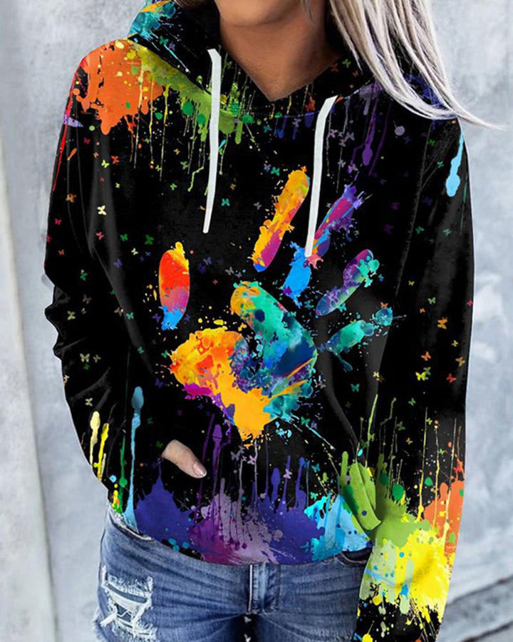 Grete-Minna | Damen-Pullover mit Kordelzug und künstlerischem Print