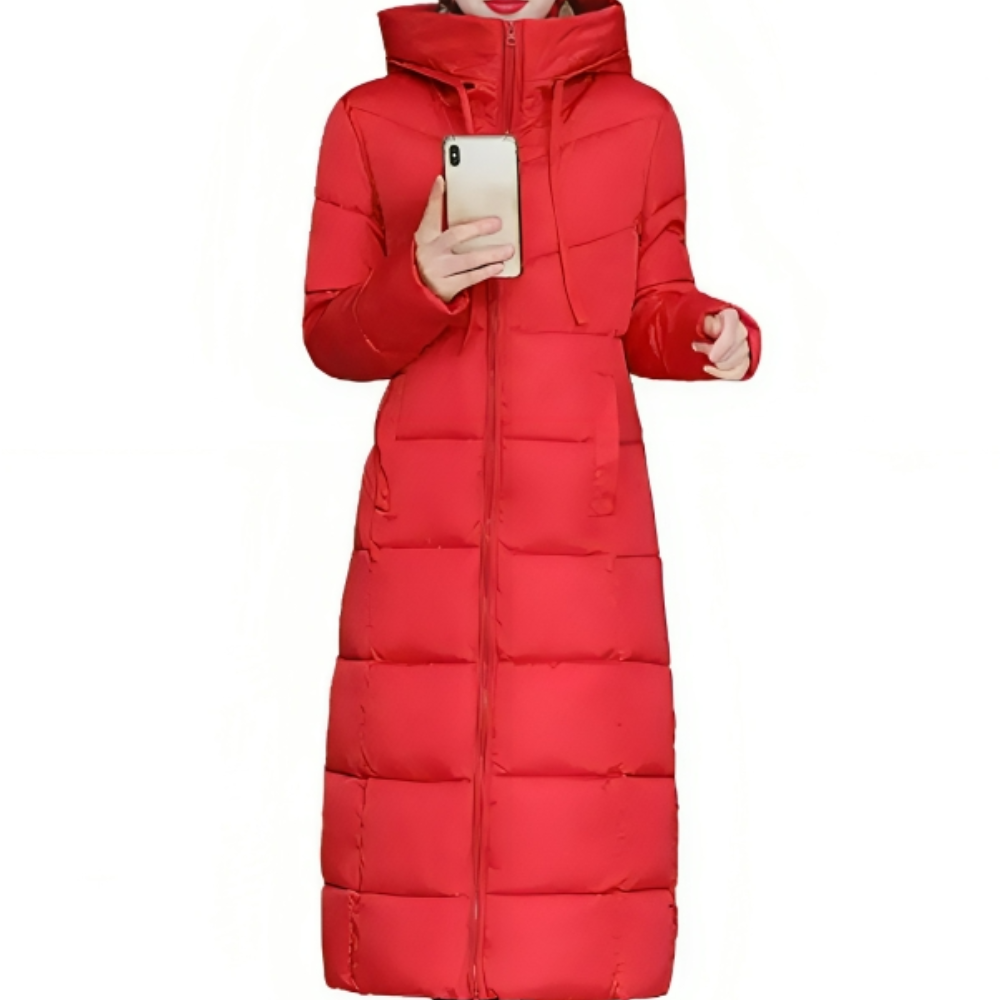 Berta-Sophie | Lange Steppjacke mit dicker Wattierung und Kapuze