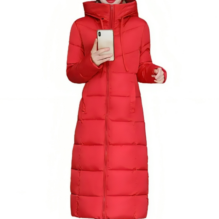 Berta-Sophie | Lange Steppjacke mit dicker Wattierung und Kapuze
