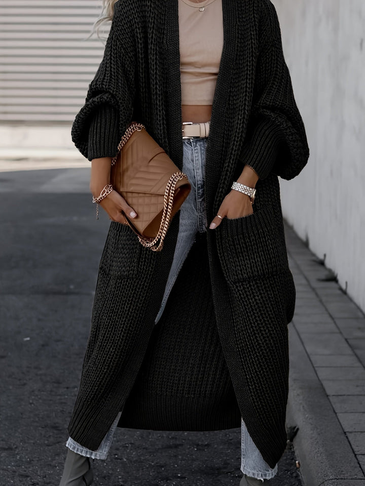 Rosa-Maria | Lange Strickjacke mit fließendem Design und Taschen
