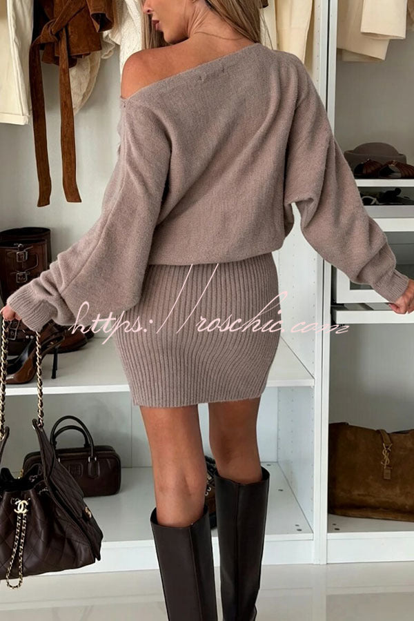 Marie-Sophie | Strick-Minikleid mit U-Boot-Ausschnitt