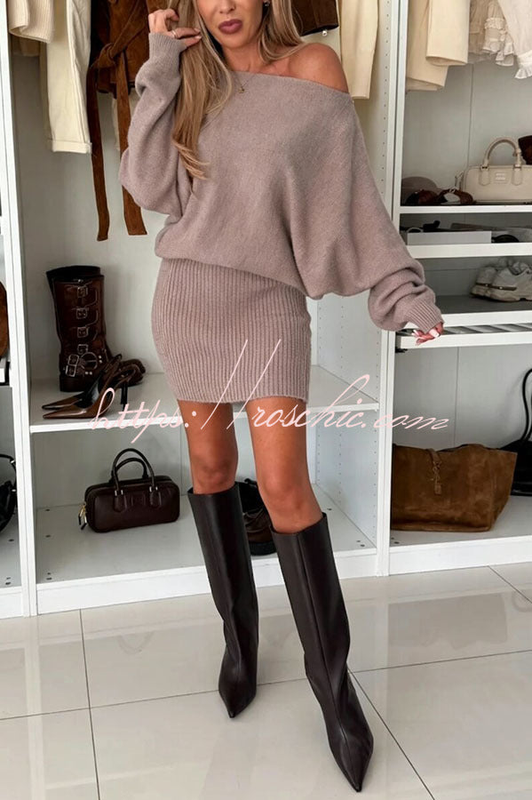 Marie-Sophie | Strick-Minikleid mit U-Boot-Ausschnitt