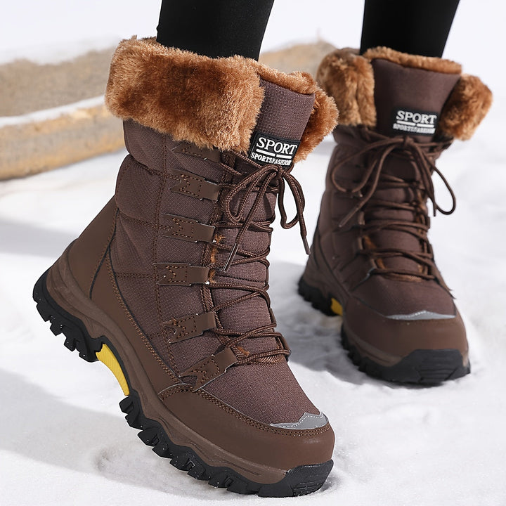 Bergliot | Winterstiefel mit hohem Schaft, Webpelzkragen und Profilsohle
