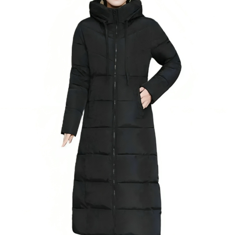 Berta-Sophie | Lange Steppjacke mit dicker Wattierung und Kapuze