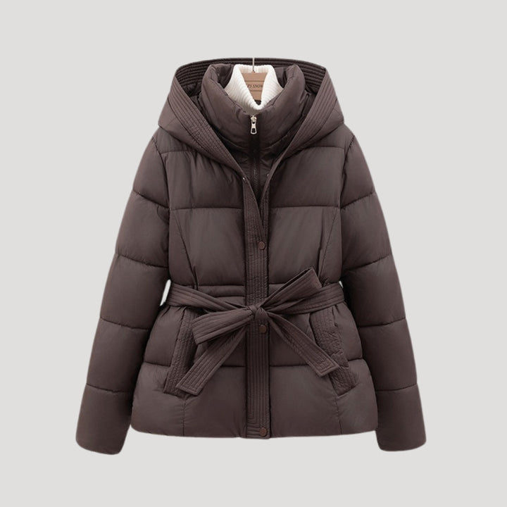 Brunhilde | Wattierte Kapuzenjacke mit Gürtel