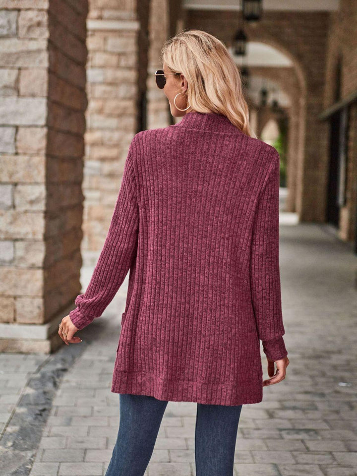 Malwine | Gerippte Strickjacke mit Taschen
