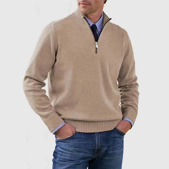 Ben | Modischer Warmer Pullover Mit Halbem Reißverschluss