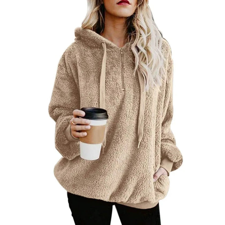 Odette | Kapuzenpullover mit halbem Reißverschluss und Kordelzug