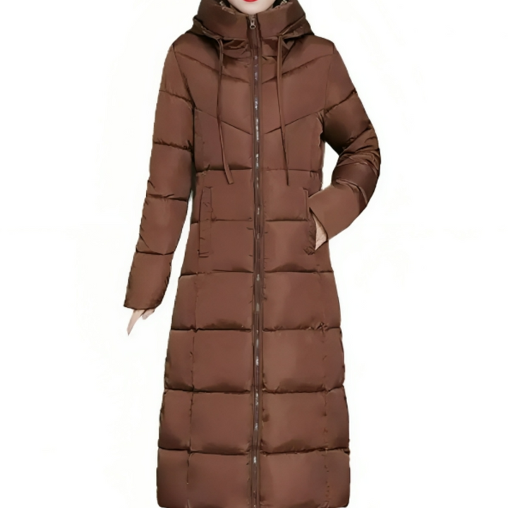 Berta-Sophie | Lange Steppjacke mit dicker Wattierung und Kapuze